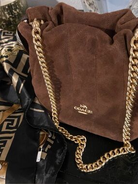Coach Suede Crossbody Bag in Rich Brown